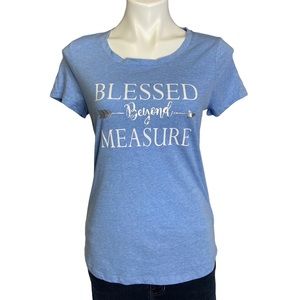 5/$25 DELUSIONAL Blessed Beyond Measure Short Sleeve Fitted Graphic Tee Blue Sm